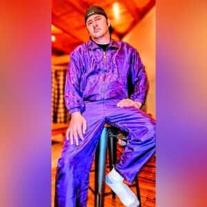 Purple SILK tracksuit windsuit Jumpsuit unisex